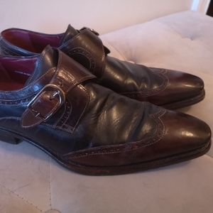 Mezlan Cleto Spectator Wingtip Monk Strap Shoes Brown / Blue Size 11 Men's